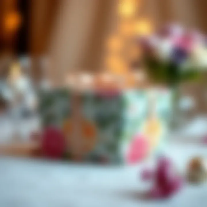 A beautifully wrapped gift box with a floral design