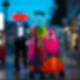 Vibrant Transparent Luggage Covers A stylish transparent luggage cover showcasing vibrant colors and patterns