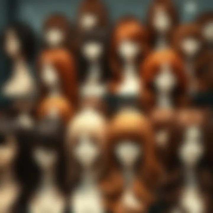 Diverse Selection of Affordable Brown Wigs A variety of brown wigs displayed on mannequin heads