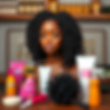 Maintenance Essentials for Nappy Wigs A well-maintained nappy wig displayed with styling products and tools