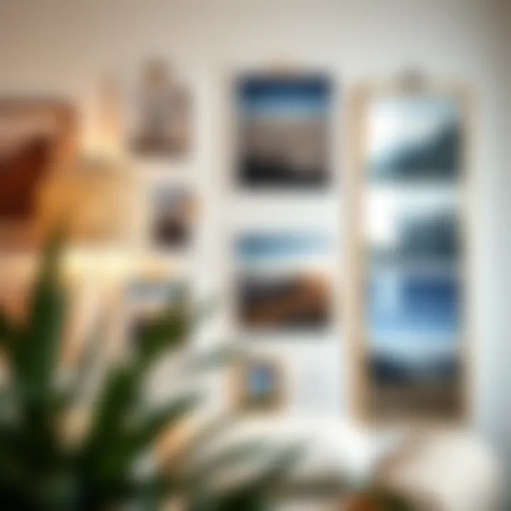 Beautifully arranged pictures with double-sided tape