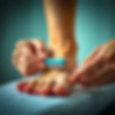 Effective Foot Hygiene Practices A person using a toe cleaner brush to maintain foot hygiene