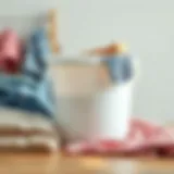 A well-organized laundry soaking bucket with lid