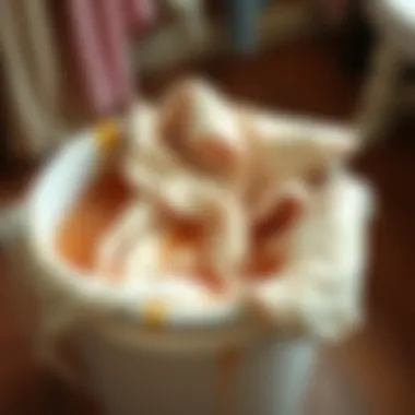 Soaking Clothes for Effective Stain Removal Soaking clothes in a bucket for stain removal