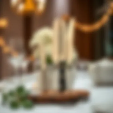 Stylish presentation of a knife set on a wedding table